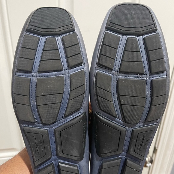 Rare Salvatore Ferragamo Driving Shoes Blue/Tan Sz 10.5 D - Picture 13 of 16